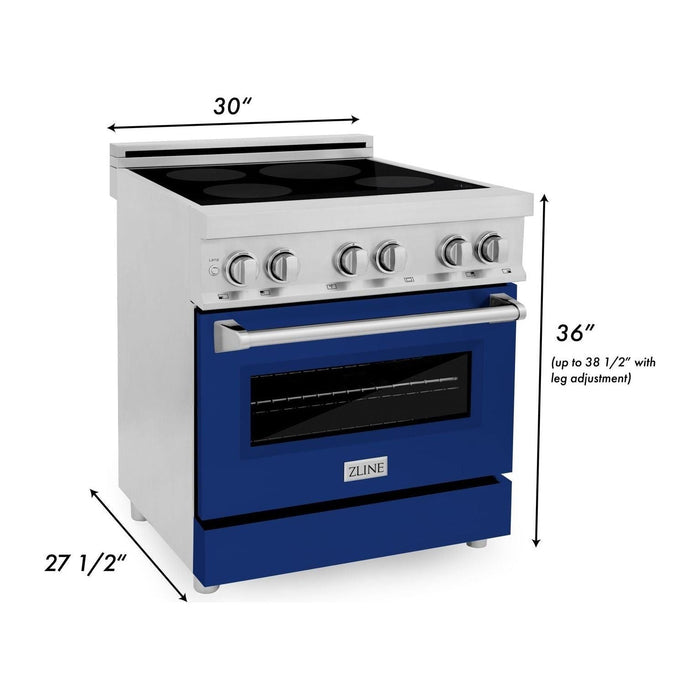 ZLINE 30 In 4.0 cu. ft. Induction Range with a 4 Element Stove and Electric Oven in Blue Gloss, RAIND-BG-30