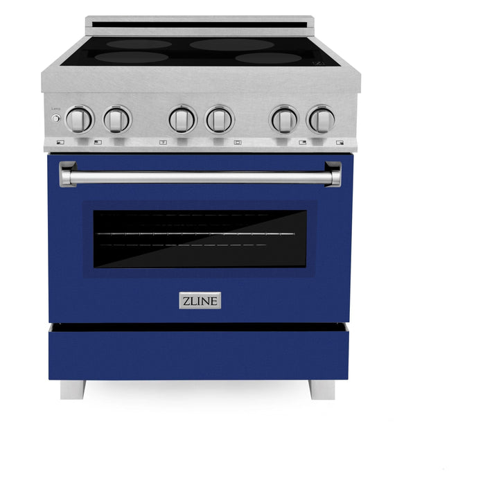 ZLINE 30 In. 4.0 cu. ft. Induction Range with a 4 Element Stove and Electric Oven in Blue Gloss, RAINDS-BG-30