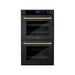 ZLINE 30 In. Autograph Edition Double Wall Oven with Self Clean and True Convection in Black Stainless Steel and Champagne Bronze AWDZ-30-BS-CB