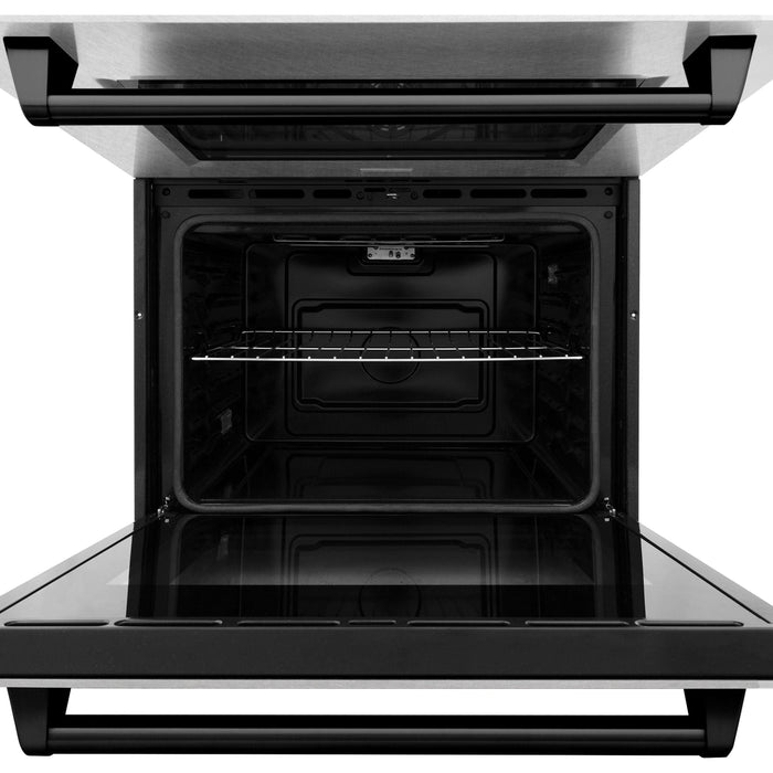 ZLINE 30 In. Autograph Edition Double Wall Oven with Self Clean and True Convection in DuraSnow® Stainless Steel and Matte Black, AWDSZ-30-MB