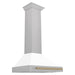 ZLINE 30 In Autograph Edition DuraSnow® Stainless Steel Range Hood with White Matte Shell and Champagne Bronze Handle, KB4SNZ-WM30-CB