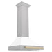 ZLINE 30 In Autograph Edition DuraSnow® Stainless Steel Range Hood with White Matte Shell and Gold Handle, KB4SNZ-WM30-G