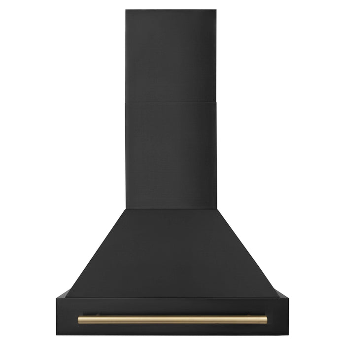 ZLINE 30 in. Autograph Edition in Black Stainless Steel Range Hood with Champagne Bronze Handle, BS655Z-30-CB