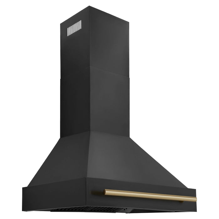 ZLINE 30 in. Autograph Edition in Black Stainless Steel Range Hood with Champagne Bronze Handle, BS655Z-30-CB