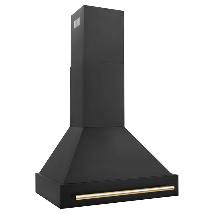 ZLINE 30 in. Autograph Edition in Black Stainless Steel Range Hood with Gold Handle, BS655Z-30-G