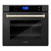 ZLINE 30 In. Autograph Edition Single Wall Oven with Self Clean and True Convection in Black Stainless Steel and Gold, AWSZ-30-BS-G