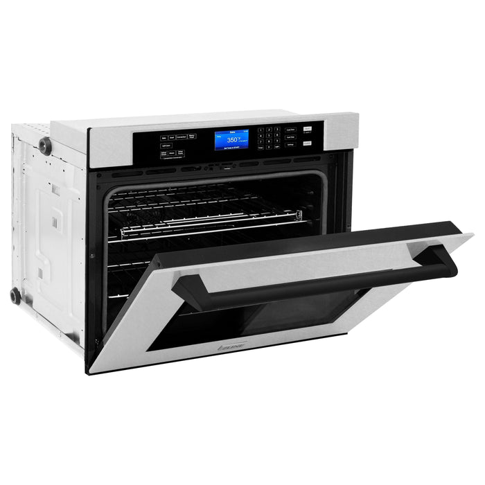 ZLINE 30 In. Autograph Edition Single Wall Oven with Self Clean and True Convection in DuraSnow® Stainless Steel and Matte Black, AWSSZ-30-MB