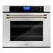 ZLINE 30 In. Autograph Edition Single Wall Oven with Self Clean and True Convection in Stainless Steel and Champagne Bronze, AWSZ-30-CB