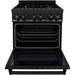 ZLINE 30 in. Black Stainless Steel Dual Fuel Range, Convertible Vent Range Hood and Microwave Drawer Kitchen Appliance Package 3KP-RABRH30-MW