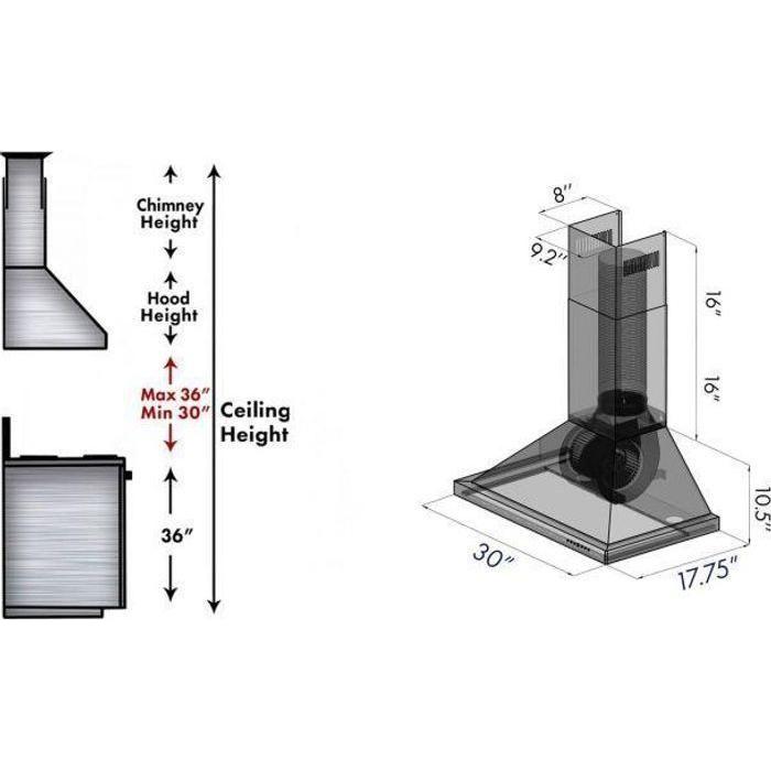 ZLINE 30 in. Convertible Vent Outdoor Approved Wall Mount Range Hood in Stainless Steel, KB-304-30