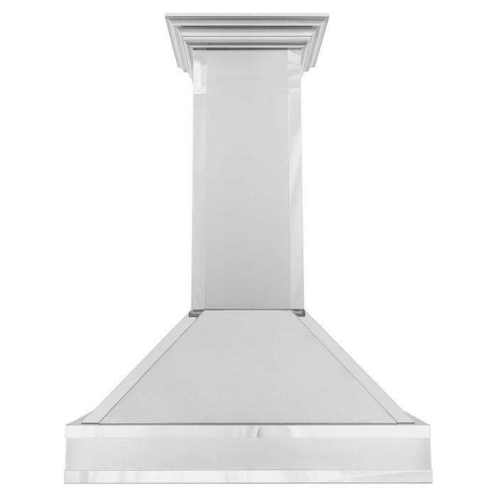 ZLINE 30 in. Designer Series Ducted Wall Mount Range Hood In DuraSnow Stainless Steel with Mirror Accents 655MR-30