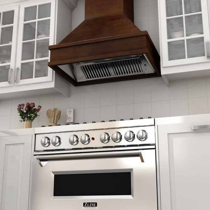 ZLINE 30 in. Designer Wooden Wall Mount Range Hood In Walnut and Hamilton 329WH-30