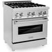 ZLINE 30 in. Dual Fuel Range, 30 in. Range Hood, Microwave Drawer and 3 Rack Dishwasher Appliance Package 4KP-RARH30-MWDWV