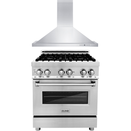 ZLINE 30 in. Dual Fuel Range and 30 in. Range Hood Appliance Package