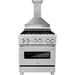 ZLINE 30 in. Dual Fuel Range and Range Hood In DuraSnow Stainless Steel Appliance Package 2KP-RASSNRH30