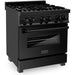 ZLINE 30 in. Dual Fuel Range In Black Stainless Steel & 30 in. Range Hood Appliance Package Appliance Package 2KP-RABRH30