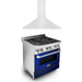 ZLINE 30 in. Dual Fuel Range In Blue Gloss and 30 in. Range Hood Appliance Package 2KP-RABGRH30