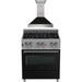 ZLINE 30 in. Dual Fuel Range in DuraSnow with Black Matte Door and 30 in. Range Hood Appliance Package 2KP-RASBLMRH30