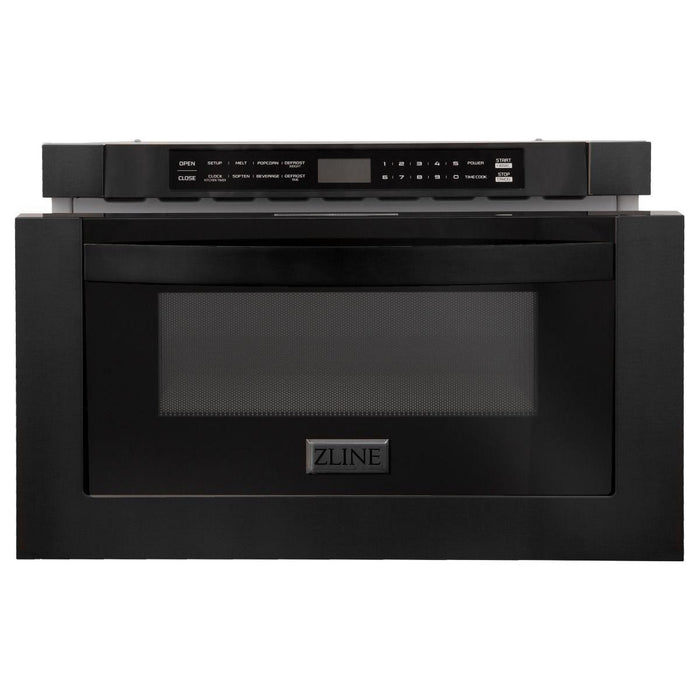 ZLINE 30 in. Dual Fuel Range, Range Hood and Microwave In Black Stainless Steel Appliance Package 3KP-RABRBRH30-MW