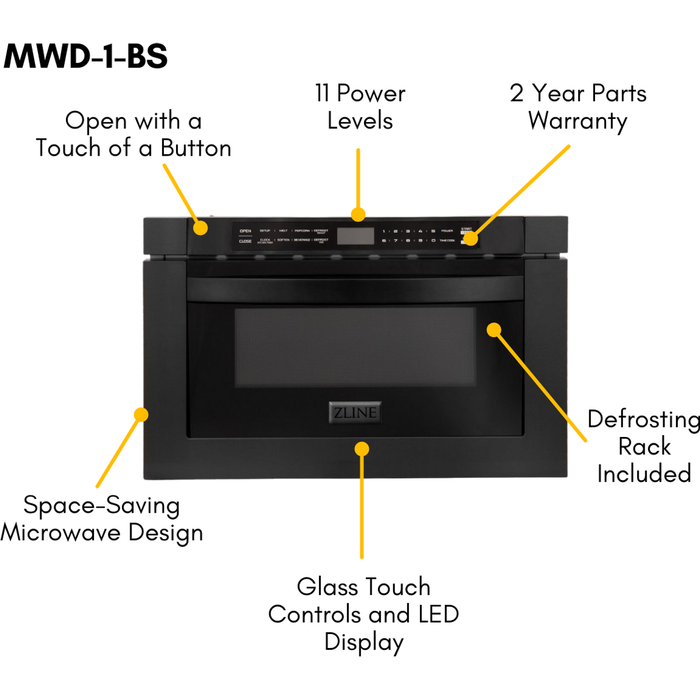 ZLINE 30 in. Dual Fuel Range, Range Hood and Microwave In Black Stainless Steel Appliance Package 3KP-RABRBRH30-MW