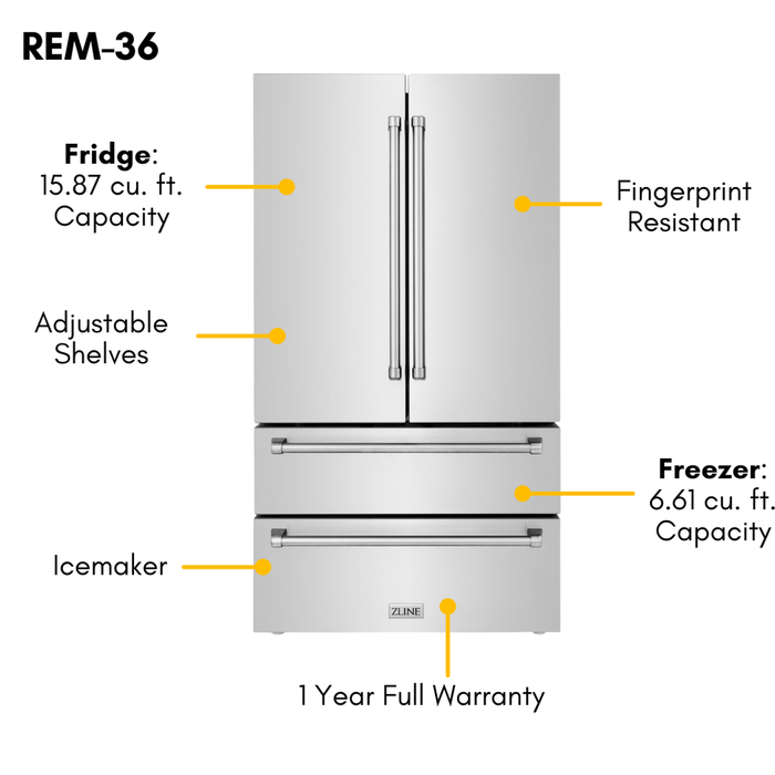 ZLINE 30 in. Dual Fuel Range, Range Hood, Microwave Drawer, 3 Rack Dishwasher and Refrigerator Appliance Package 5KPR-RARH30-MWDWV