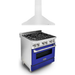 ZLINE 30 in. Dual Fuel Range with Blue Matte Door and 30 in. Range Hood Appliance Package 2KP-RABMRH30