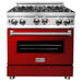 ZLINE 30 in. Dual Fuel Range with Red Gloss Door and 30 in. Range Hood Appliance Package 2KP-RARGRH30