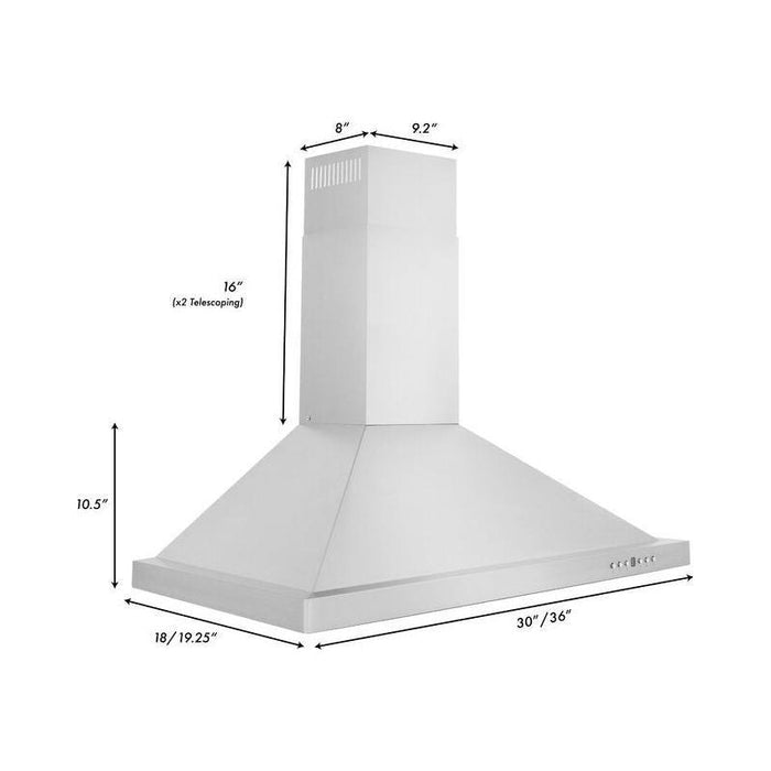 ZLINE 30 in. Dual Fuel Range with White Matte Door and 30 in. Range Hood Appliance Package 2KP-RAWMRH30