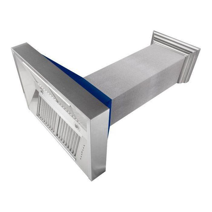 ZLINE 30 in. Ducted DuraSnow Stainless Steel Range Hood with Blue Gloss Shell 8654BG-30