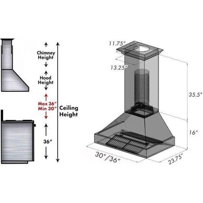 ZLINE 30 in. Ducted DuraSnow Stainless Steel Range Hood with Copper Shell 8654C-30