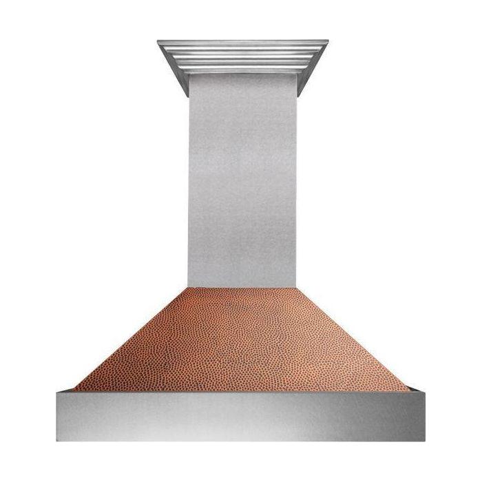 ZLINE 30 in. Ducted DuraSnow Stainless Steel Range Hood with Hand-Hammered Copper Shell 8654HH-30