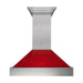 ZLINE 30 in. Ducted DuraSnow Stainless Steel Range Hood with Red Gloss Shell 8654RG-30