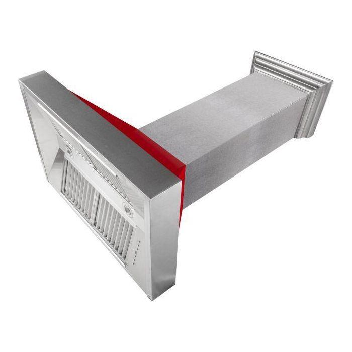 ZLINE 30 in. Ducted DuraSnow Stainless Steel Range Hood with Red Gloss Shell 8654RG-30