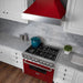 ZLINE 30 in. Ducted DuraSnow Stainless Steel Range Hood with Red Gloss Shell 8654RG-30