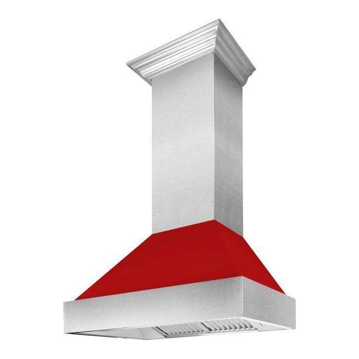 ZLINE 30 in. Ducted DuraSnow Stainless Steel Range Hood with Red Matte Shell 8654RM-30