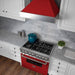 ZLINE 30 in. Ducted DuraSnow Stainless Steel Range Hood with Red Matte Shell 8654RM-30