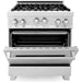 ZLINE 30 in. DuraSnow Stainless Steel Gas Range, Ducted Range Hood and Dishwasher Kitchen Appliance Package 3KP-RGSRH30-DW