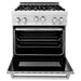 ZLINE 30 in. DuraSnow Stainless Steel Gas Range, Ducted Range Hood and Dishwasher Kitchen Appliance Package 3KP-RGSRH30-DW