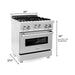 ZLINE 30 in. DuraSnow Stainless Steel Gas Range, Ducted Range Hood and Dishwasher Kitchen Appliance Package 3KP-RGSRH30-DW