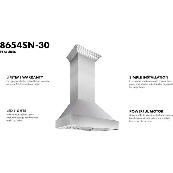 ZLINE 30 in. DuraSnow Stainless Steel Range Hood with DuraSnow Shell 8654SN-30