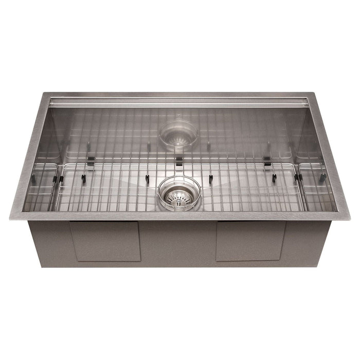 ZLINE 30 in. Garmisch Undermount Single Bowl DuraSnow® Stainless Steel Kitchen Sink with Bottom Grid and Accessories, SLS-30S