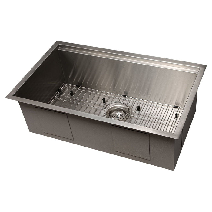 ZLINE 30 in. Garmisch Undermount Single Bowl Stainless Steel Kitchen Sink with Bottom Grid and Accessories, SLS-30