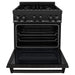 ZLINE 30 in. Gas Range in Black Stainless Steel & 30 in. Range Hood Appliance Package 2KP-RGBRH30