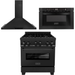 ZLINE 30 in. Gas Range, Range Hood and Microwave Appliance Package 3KP-RGBRBRH30-MW