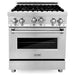 ZLINE 30 in. Gas Range, Range Hood, Microwave Drawer and Dishwasher Appliance Package 4KP-RGRH30-MWDW