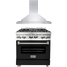 ZLINE 30 in. Gas Range with Black Matte Door & 30 in. Range Hood Appliance Package 2KP-RGBLMRH30