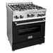 ZLINE 30 in. Gas Range with Black Matte Door & 30 in. Range Hood Appliance Package 2KP-RGBLMRH30