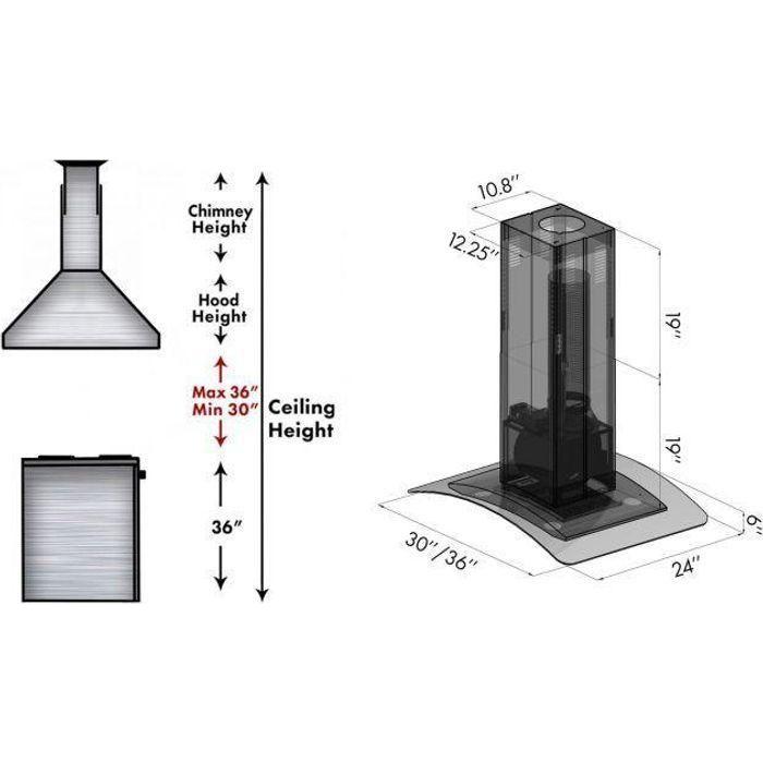 ZLINE 30 in. Island DuraSnow Finished Stainless Range Hood 8GL14iS-30