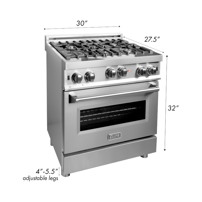 ZLINE 30 in. Professional 4.0 cu. ft. Gas Range with White Matte Door RG-WM-30