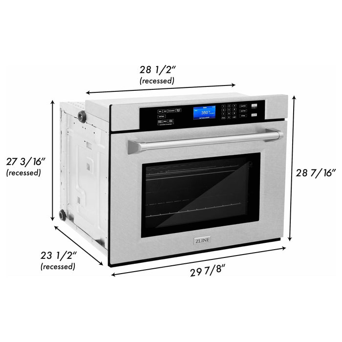 ZLINE 30 in. Professional 5.0 cu.ft. Single Wall Oven In DuraSnow Stainless Steel with Self-Cleaning AWSS-30